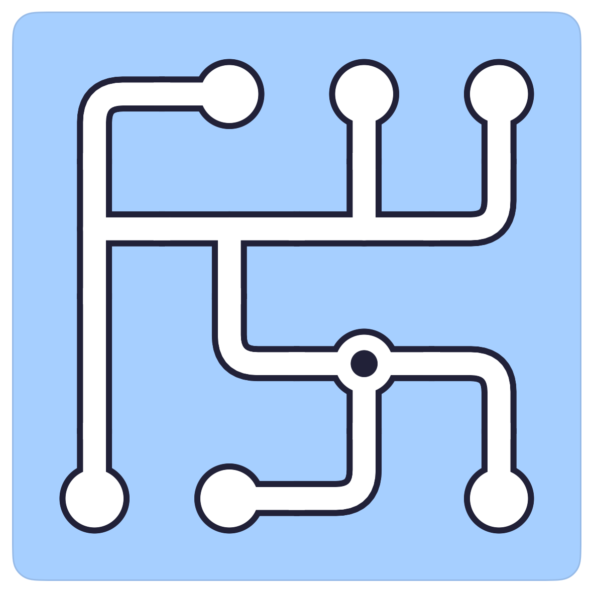 The completed Pipes board with all pieces connected and bright