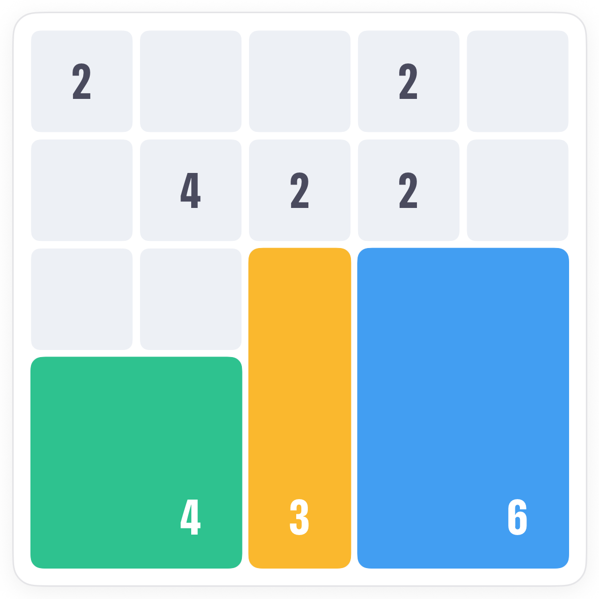 The Quilts board with three patches drawn along the bottom and right