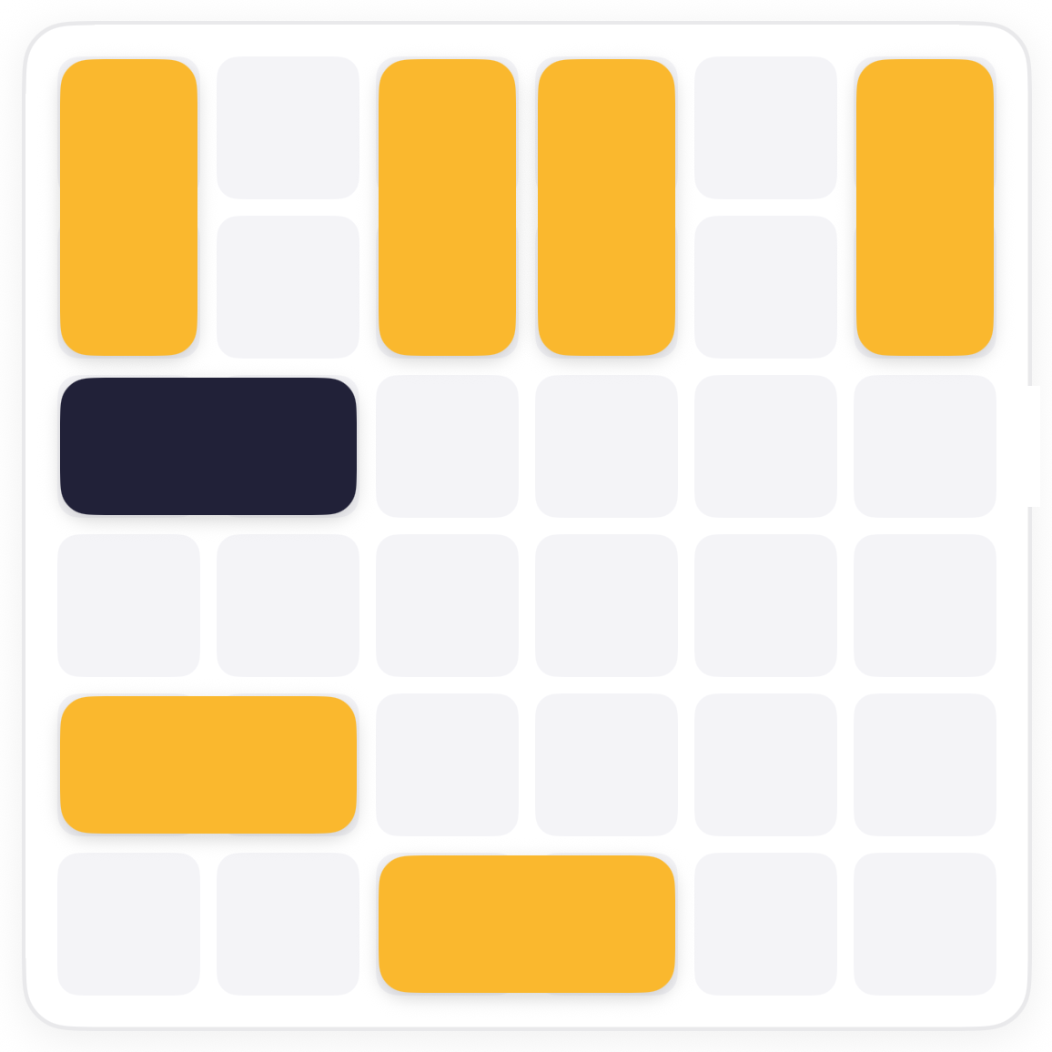 The Scoot board with the dark block's row completely clear to the notch