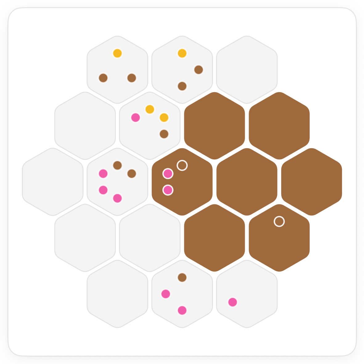 The Seeds board with seven brown tiles and the next deduction ringed