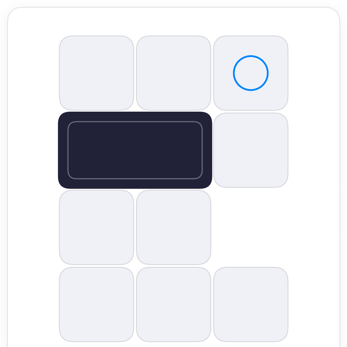 The Tumble board with the flat block two rows up from the bottom